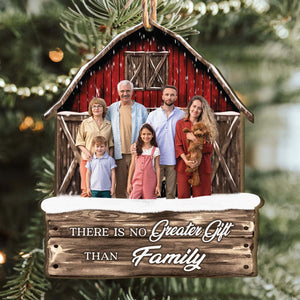 Red Barn Christmas Family Custom Photo - Personalized Photo Ornament