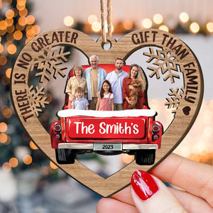 Red Truck Christmas Family Custom Photo - Personalized Ornament