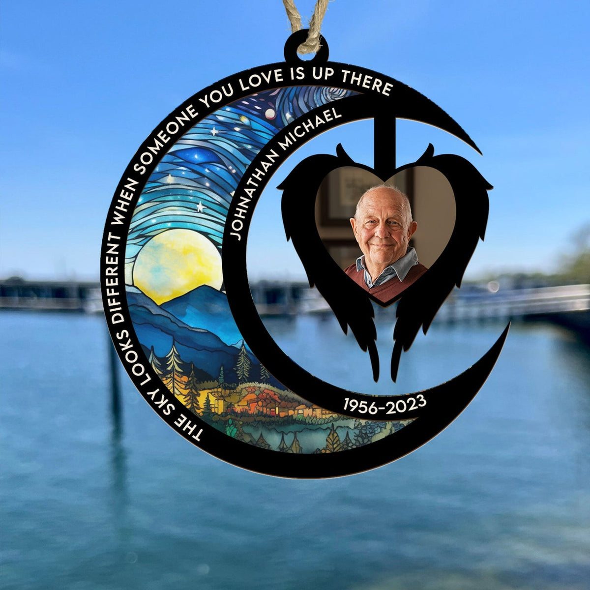 The Sky Looks Different When Someone You Love Is Up There - Personalized Memorial Photo Ornament