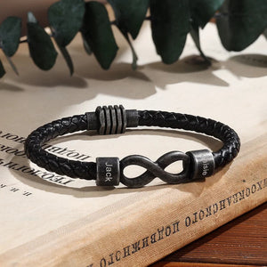 Personalized Couple names Leather Bracelet