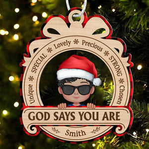 God says you are Cute Kids Christmas Vibe Affirmation Personalized Ornament