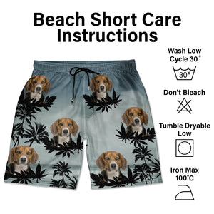 Custom Photo Funny Family Pet Face Color Sunset - Gift For Pet Lovers- Personalized Unisex Beach Shorts