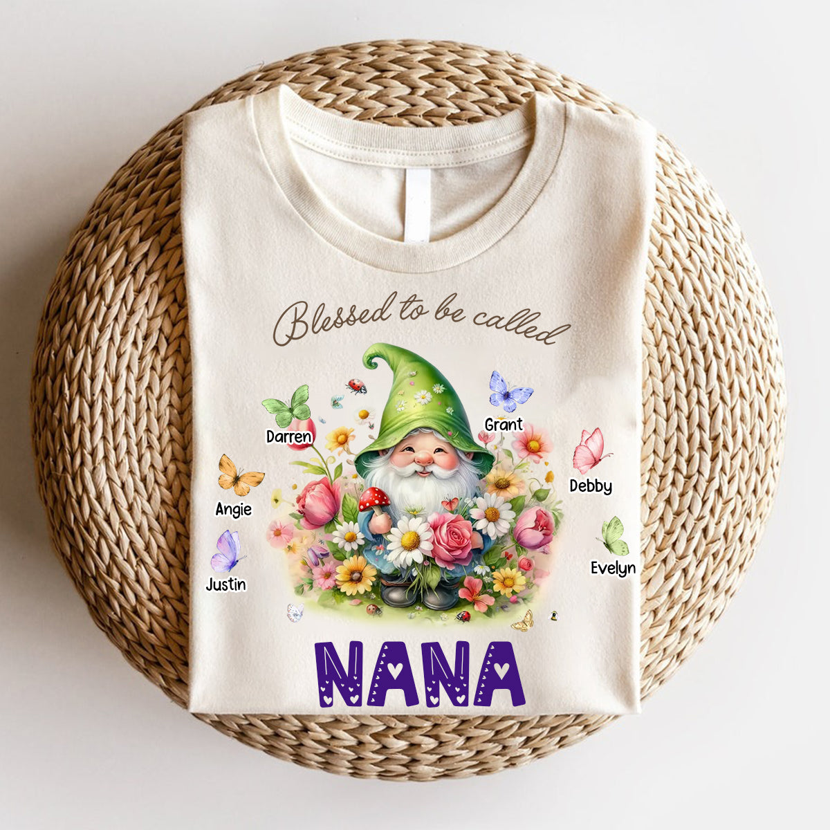 Personalized Grandma's Garden Flowers 100% Pure Cotton T-Shirt