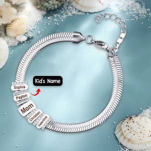 Personalized Family/Firends Name Bead Flat Snake Chain Bracelet