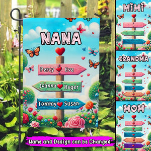 Grandma Butterfly Garden Signpost Personalized Flag