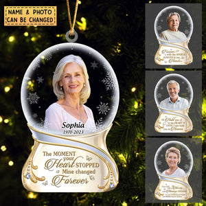Personalized The moment your heart stopped Mine changed forever Memorial Christmas Ornament