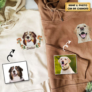 Personalized Embroidered Dog Photo For Dog Lovers Unisex Hoodie
