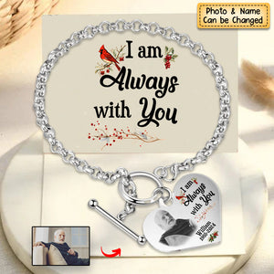 Personalized Cardinal Heart Bracelet - I'm Always With You - Memorial Gift