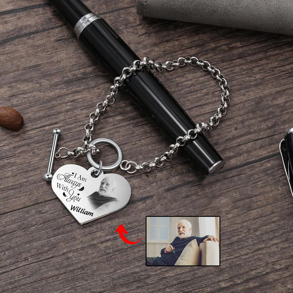I'm Always With You -Personalized Engraved Heart Bracelet