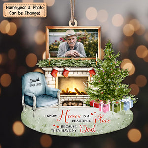 Personalized Heaven is a Beautiful Place Christmas Memorial Ornament