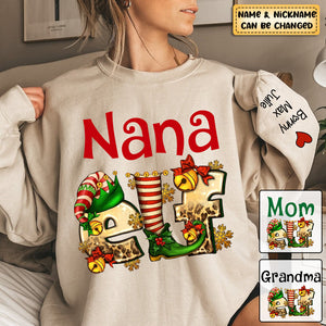Personalized Grandma/Mom Elf Kids Christmas Sweatshirt
