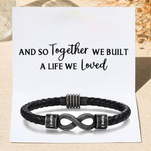 Personalized Couple names Leather Bracelet