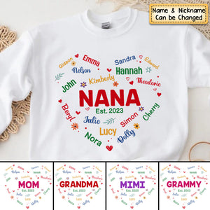 Personalized Gift For Grandma Glitter Custom Name Heart Sweatshirt