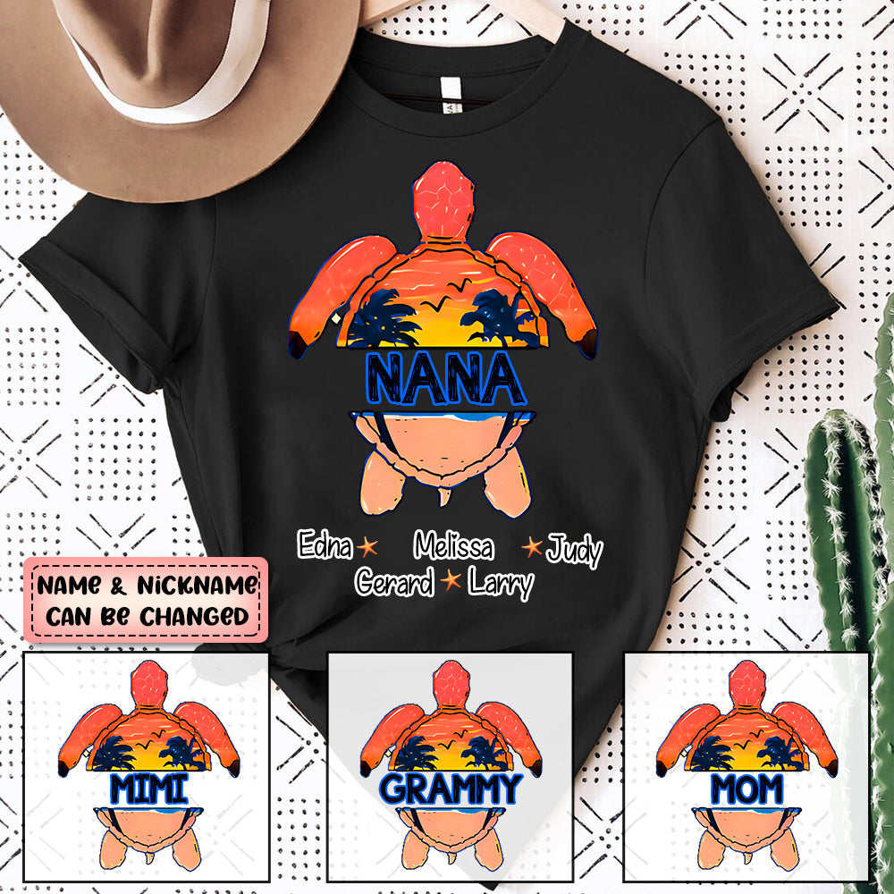 Personalized Grandma Kids Turtle Susnet T-Shirt