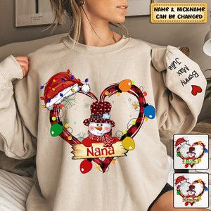 Personalized Grandma Snowman Christmas Light Sweatshirt