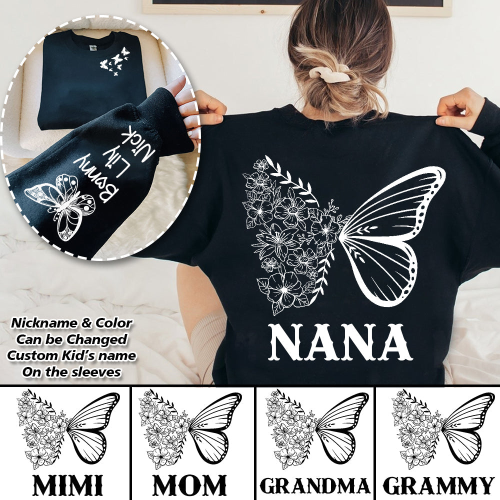 Personalized Grandma/Mom Kids Butterfly Sweatshirt