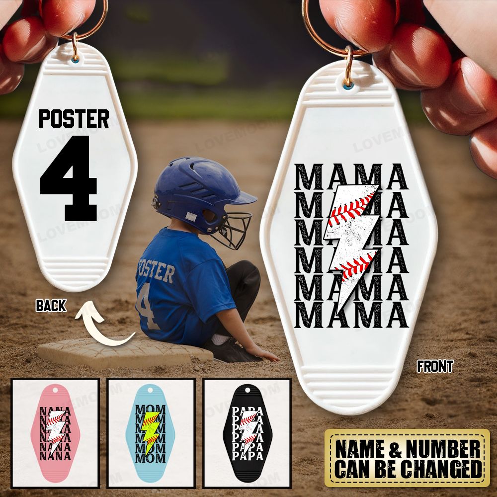 Personalized Baseball/Softball Mom Grandma Dad Keychain