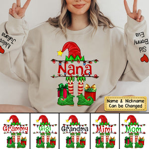 Personalized Grandma/Mom Elf Christmas Light Sweatshirt