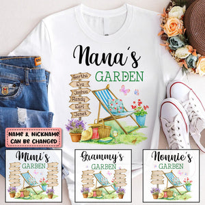 Personalized Gift For Grandma's Garden Watercolor T-Shirt