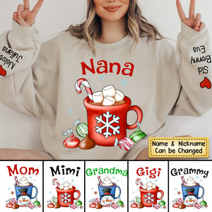 Personalized Grandma Hot Cocoa Cup Christmas Sweatshirt