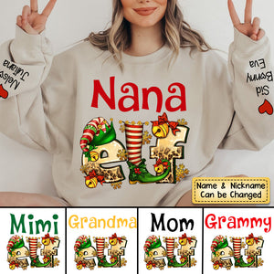 Personalized Grandma/Mom Elf Kids Christmas Sweatshirt