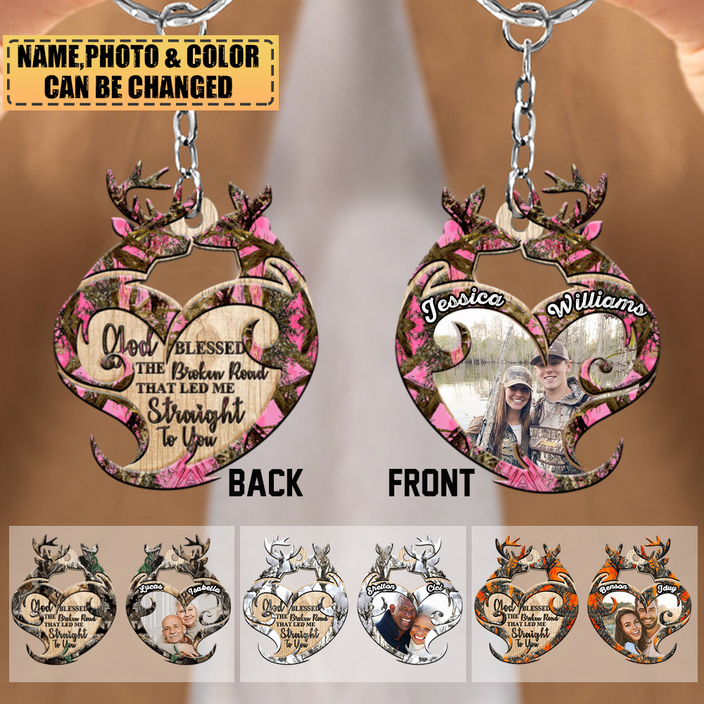 Personalized Hunting Couple Wooden Keychain-God Bless You, Valentine Keychain-Gifts For Couple