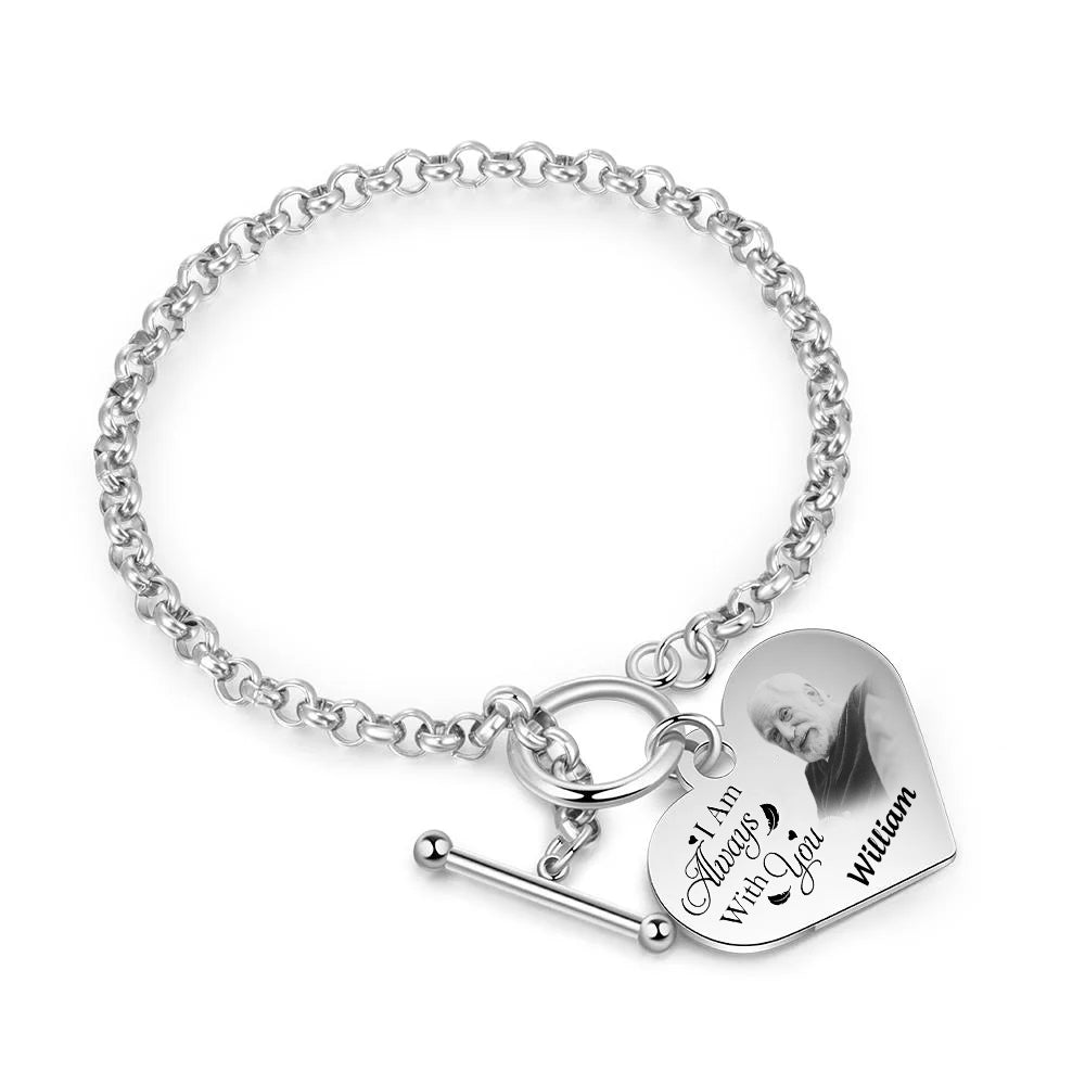 I'm Always With You -Personalized Engraved Heart Bracelet