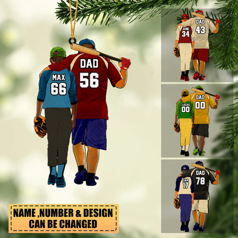 Personalized Baseball Dad & Son Christmas-Two Sided Ornament