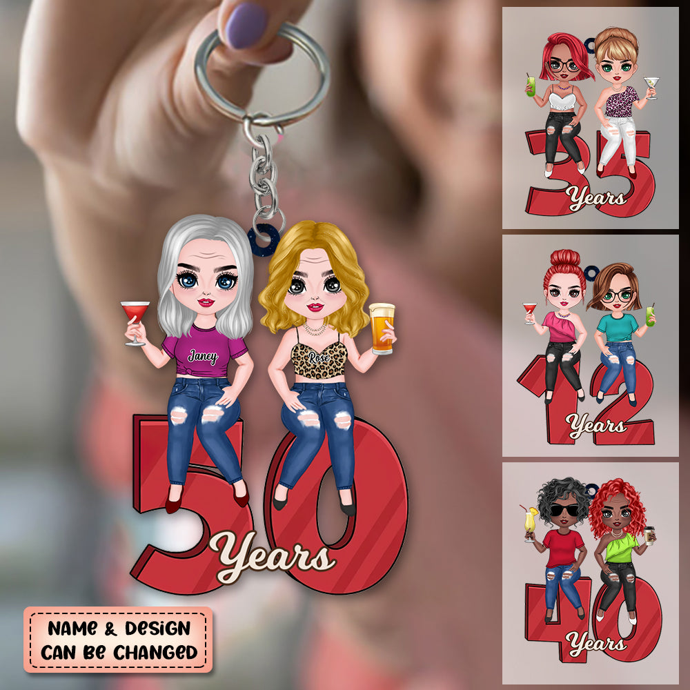 Personalized Best Bestie Friends Sisters Years Gift Keychain