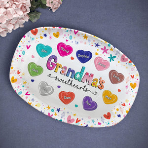 Lovely Colorful Flower Grandma Sweet Heart Kids Personalized Platter