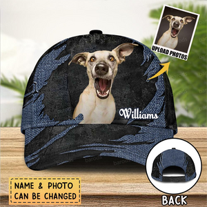 Personalized dog Jean Background Custom Name Cap
