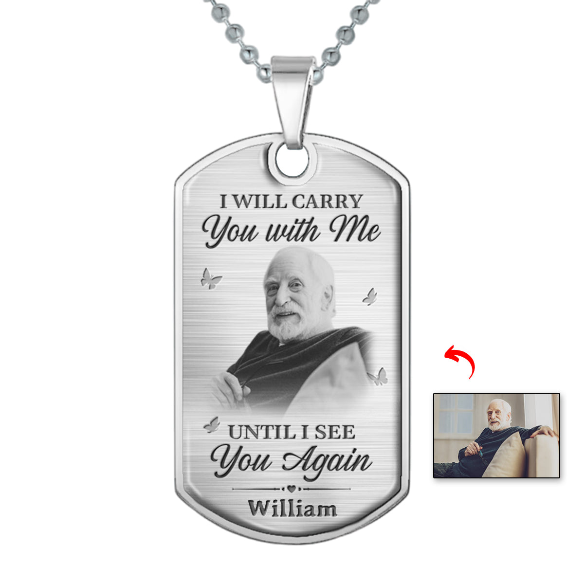 Personalized I Will Carry You With Me Memorial Necklace