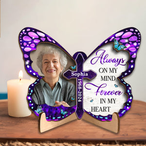 Personalized Forever In My Heart Memorial 2-Layered Wooden Plaque With Stand