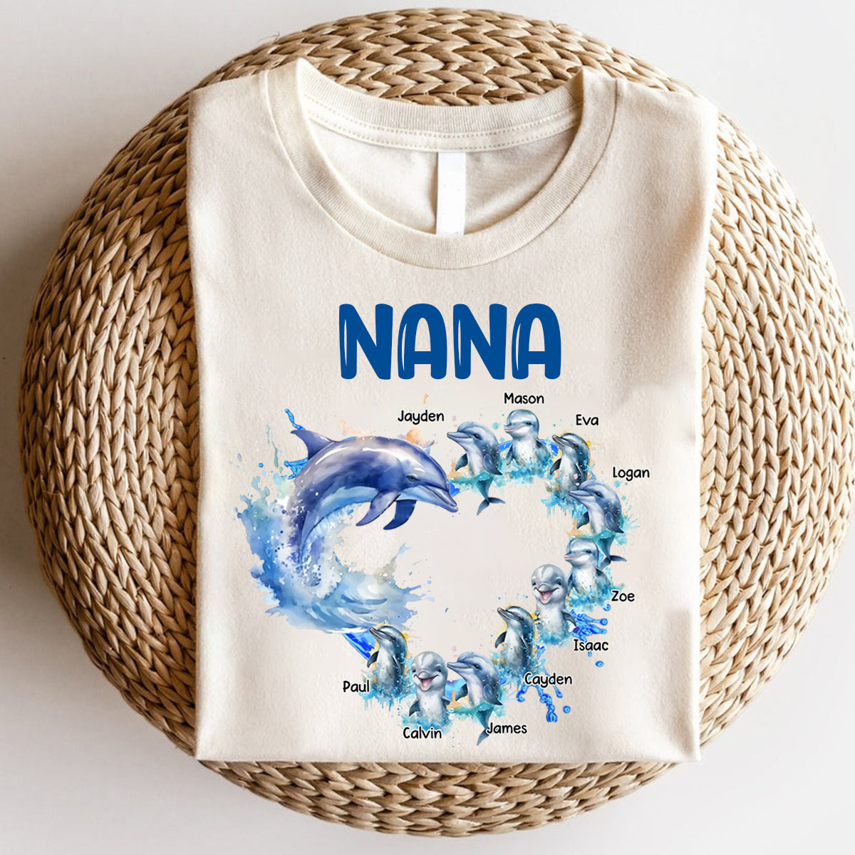 Personalized Grandma Heart Dolphins with Kids Pure Cotton T-Shirt