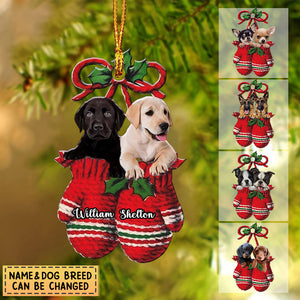 Personalized Two Dogs Inside Your Gloves Christmas Holiday-Two Sided Ornament