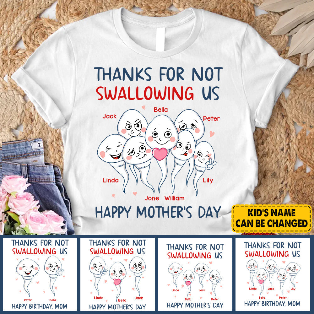 Thanks For Not Swallowing Us - Personalized Shirt -Funny Gift For Mom,  Wife
