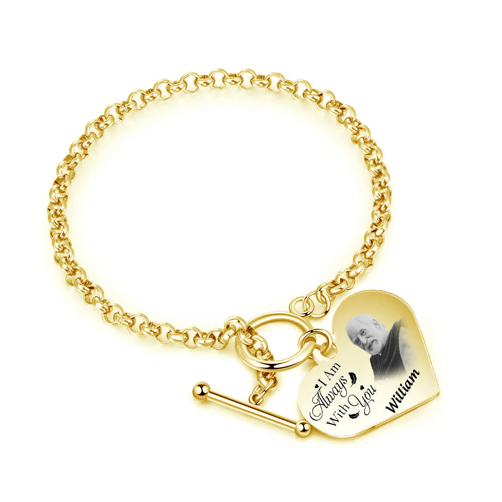 I'm Always With You -Personalized Engraved Heart Bracelet