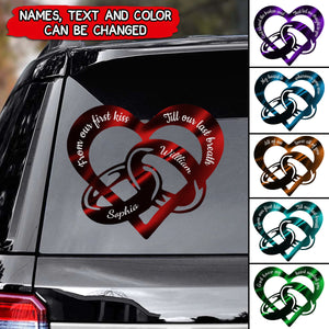 From Our First Kiss Till Our Last Breath Couple Rings Personalized Car Decal