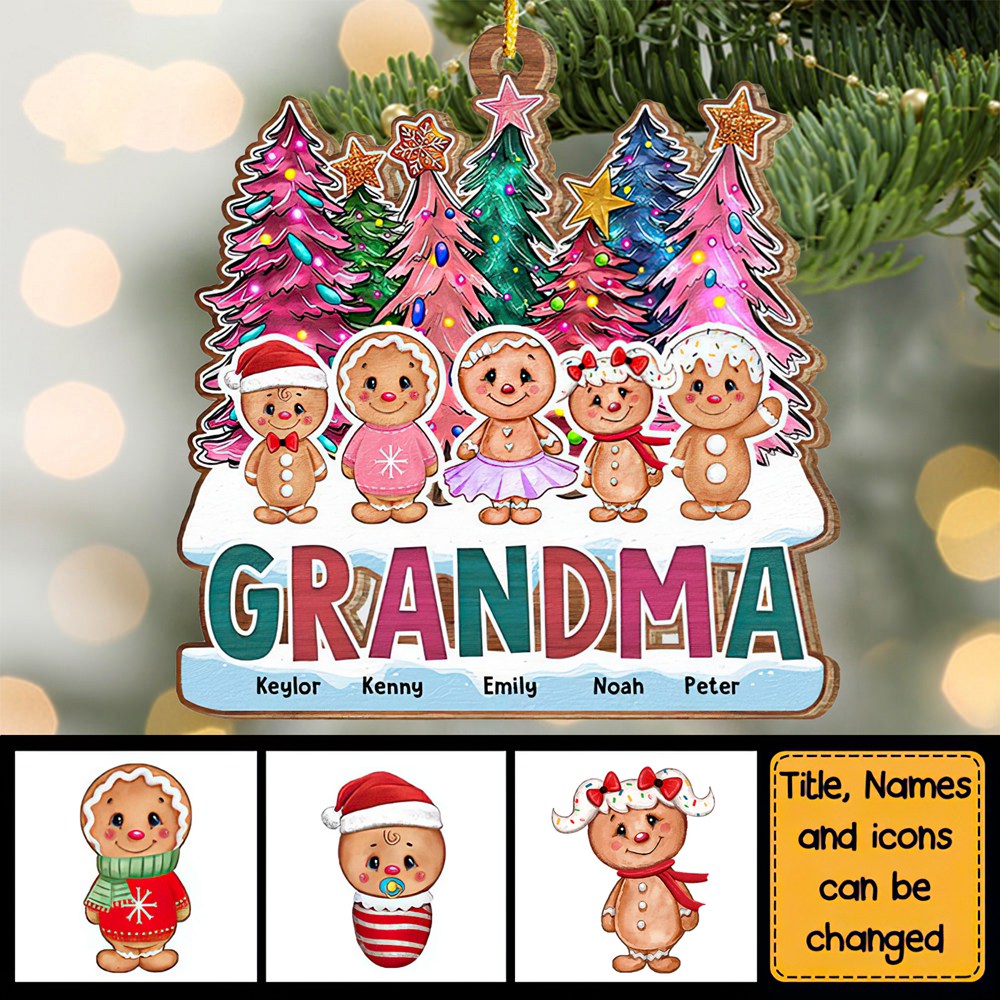 Gift For Grandma Ginger Bread Christmas Acrylic Ornament