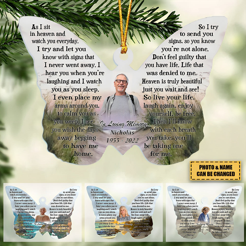 As I Sit In Heaven Custom Photo - Personalized Acrylic Ornament