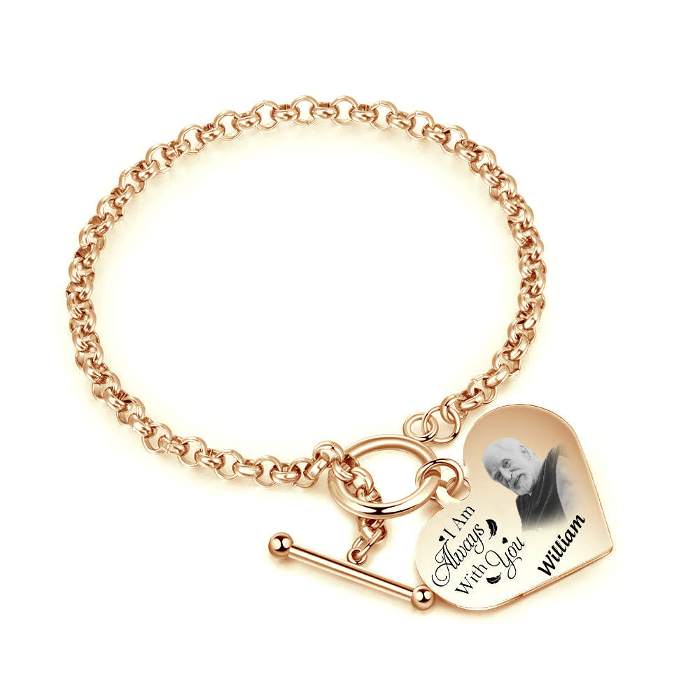 I'm Always With You -Personalized Engraved Heart Bracelet