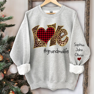 Love grandmalife leopard And Grandkids Personalized Sweatshirt