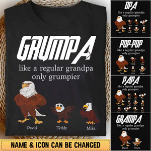 Personalized Grumpa Like A Regular Grandpa Only Grumpier Eagle T-Shirt