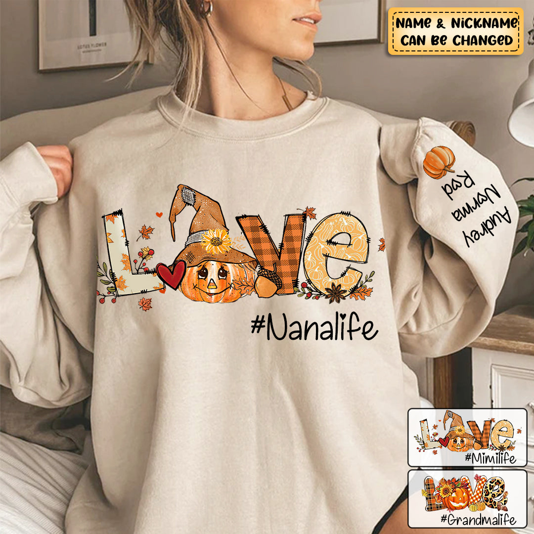 Love Grandmalife With Kids Pumpkins Personalized Sweatshirt